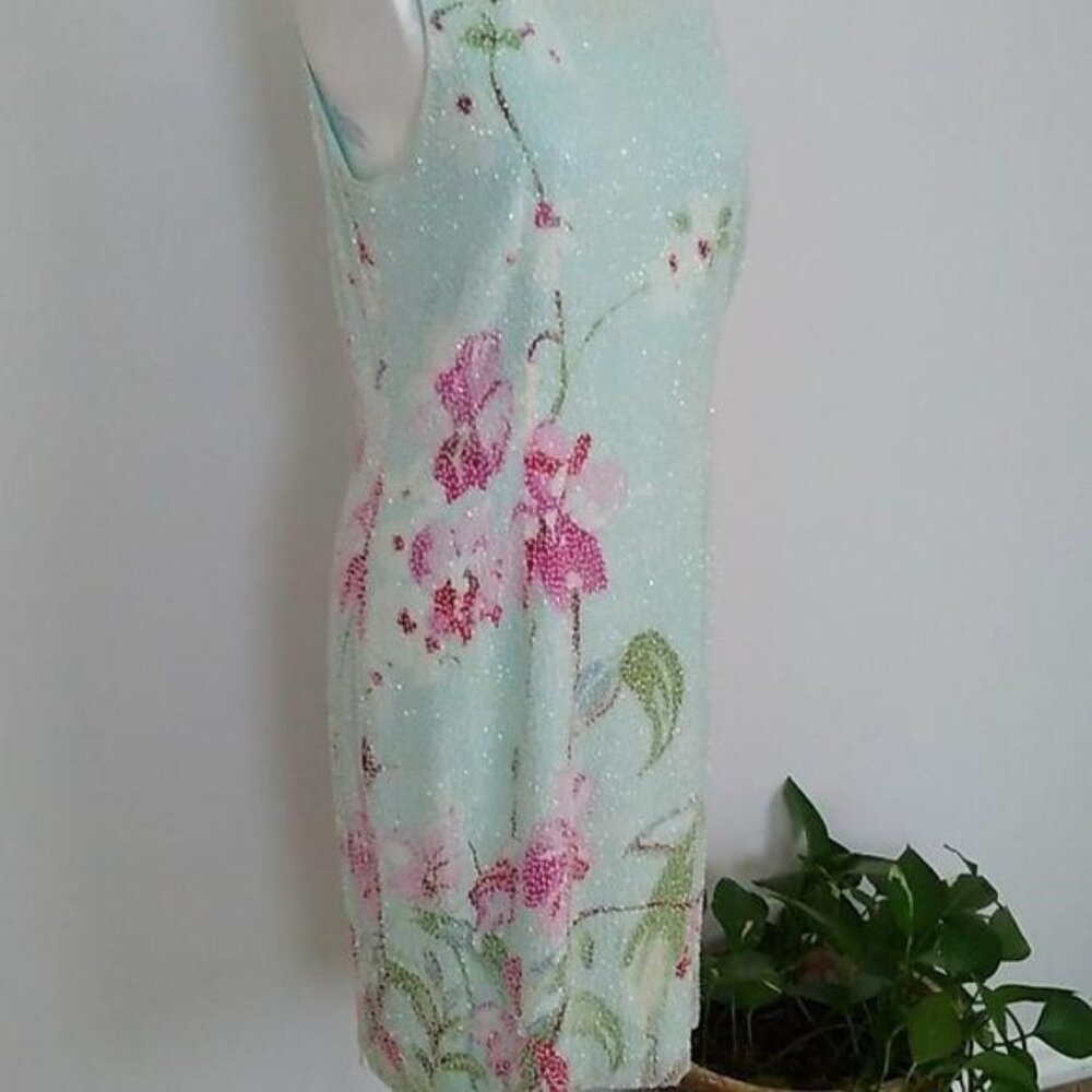 Kay Unger Fitted Fully Beaded Floral Dress 14 - Picture 3 of 9